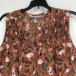 Daniel Rainn  Boho Floral Tank Top Blouse Brown Pleated Sleeveless Whimsy Size S Photo 1