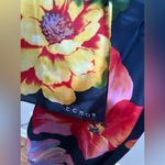 Navy blue large flower floral print echo scarf neck tie belt headband oblong Photo 1