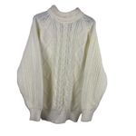 VTG 90s Carriage Court Cable Knit Sweater M Relaxed Fit Ivory Cream Mock Neck Size M Photo 2