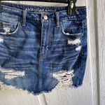 American Eagle Outfitters Distressed Denim Highest Rise Mini Skirt - Dark Blue Photo 1
