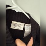 Kathie Lee Collection VTG KATHIE LEE Faux Fur Front Zip Black Knit Medium Sweater Teddy Size S M Photo 2