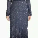 Mac Duggal  Dress 10740 Blue Long Sleeve Beaded Sequin Evening Gown NWT Photo 0