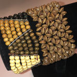 Wooden Beaded Brown Tan Black Stretchy Boho Retro Bracelets Photo 2