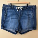 Torrid Blue Mid-Rise Knit Denim Jean Shorts with Drawstring XXL 18-20 Photo 0
