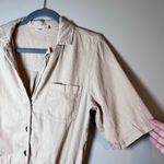 Faherty  Arlie Day Utility Smocked Button Romper Summer Sand M Photo 4