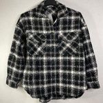 Timing Shirt Jacket Womens Black/White Sz M Plaid Shacket Wool Flannel Style NWT Photo 0