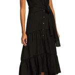 Nicole Miller Dress Black Lace Linen Blend Sleeveless Maxi S Photo 0