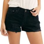 Free People  Sofia Distressed Black Denim Cutoff Jean Shorts Photo 2