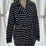 Gap Factory stripe trench blue and white women’s size large Photo 0