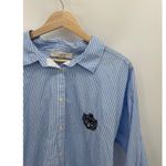 Loft Striped Poplin Crest Everyday Oversized Shirt Women XL Preppy Academia Photo 4