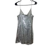 ZARA Silver Sequin Mini Cocktail Dress Faux Wrap Party Festive Slinky Sexy Y2K Sz XS Photo 6