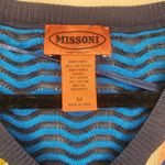 Missoni For Target Size M Blue Knit Pullover Sweater Chevron Stripe Sleeves Size M Photo 1