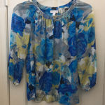 Charter Club FINAL MARKDOWN  Sheer Floral Top w/Embellished Neckline (P/S) Photo 0