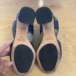 Valentina Rangoni Womens Croc Embossed Leather Block Heel Open Toe Sandals Sz‎ 7 Blue Photo 4