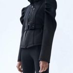 ZARA Puff Sleeve NEOPRENE-EFFECT JACKET w/ Belt Black SIZE S NEW Photo 9