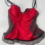 Jezebel  Scarlet Red and Black Lace Satin Doll intimately Bustier size 34B Photo 0