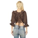 Olivaceous  Brown Eyelet Lace Flounce Sleeve Ruffle Blouse M NWT Photo 1