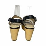 Calvin Klein Lorianne Two Tone Black & Beige Leather Wedge Sandals Size 10 M Photo 5