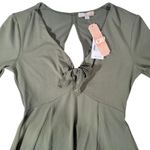GB Olive Tie Front Cutout Mini Dress XS NWT | Long Sleeve Flowy Fit Photo 5