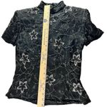 Papell Boutique top women’s size Medium black Indian beaded silk floral VTG 80 Photo 6