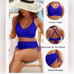 Blooming Jelly Women’s High Waisted Bikini Tummy Control Swimsuit XL NWT Blue Photo 4