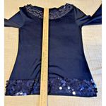 Ellen Tracy  - Navy Blue Silk blend, sequin detail, boat neck sweater Size Medium Photo 3