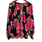 Azel Hazel Hazel Hazel Haze Women’s Bold Blooms Vneck Blouse Size Large Black Photo 1