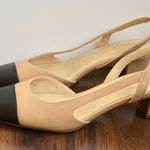 Liz Claiborne  Chunky 2” Heel Cap Toe Faux Leather Sling Back Dress Shoe Photo 0