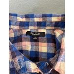 Madewell ‎ Plaid Flannel Button Down Shirt Women’s Medium Blue Pink Cream Photo 3