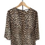 Equipment  Silk Aubrey Dress Shift Leopard Print size Large Crew Neck Pockets Photo 4