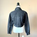 PacSun  | Black Pinstriped Cropped Denim Jean Jacket Sz XS/S Photo 4