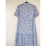 ZARA Womens Dress Blue Midi Floral Ditsy Shirtdress Linen Short Sleeve Medium Photo 7
