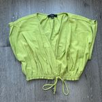 Lulus  XS Chartreuse Ruched Wrap Crop Top Adjustable Tie Waist Photo 0