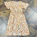 SheIn Curve Fall Floral Leaf Cinch Waist Short Sleeve Dress 1XL Photo 5