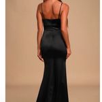 Lulus NWT Under the Spotlight Black Satin Sleeveless Mermaid Maxi Dress Small Photo 3
