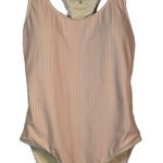 Roolee  Orange White Stripe Scoop Neck Swimsuit Keyhole Back Size XL EUC #0692-AZ Photo 0