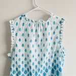 Talbots  size XL V-neck blouse white and turquoise or blue paisley border print Photo 8