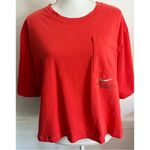 Nike • Solid Red Semi Cropped Swoosh Tee Shirt Photo 1