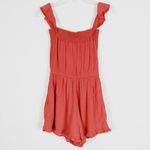 American Eagle Coral Orange Eyelet Lace Off The Shoulder Button Romper Size S Photo 4