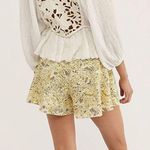 Free People Shallow Waters Cotton Printed High-Waist Shorts Women's 8 Yellow Photo 2