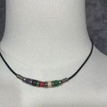 Unisex Leather Cord Choker Necklace Multicolor Stone Beads Tribal Boho Surfer St Photo 0