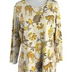 J. McLaughlin Catalina Cloth Signature Tee in Sand Gold Tigris Blossom Large Photo 2