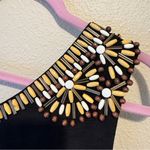 Trina Turk Black One Shoulder Mini Dress Womens 2 Wood Bead Classic Summer Vaca Photo 2