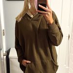 Aerie  Olive Green Fuzzy Hoodie Sweatshirt Photo 0
