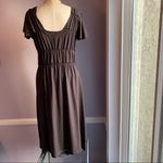 Mossimo dark brown V neck knit Grecian goddess dress short flutter sleeves Photo 2