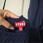 STAUD Vanessa halterneck cotton blend poplin dress pocket tie back midi navy M Blue Size M Photo 5