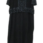 Vtg Black Silk Beaded Evening Dress Art Deco Formal Event‎ Holiday Plus Size 2X Photo 0