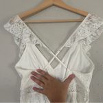 Hello Molly NWT White Sheath Mini Dress V-Neck Flutter Lace Bachelorette Bridal Photo 8