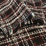 Missguided Black Red White Plaid Tweed Fringe Long Sleeve Shift Dress Size 10 Photo 3