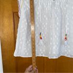 ACOS&A White Textured Top Blouse Colored Ruffled Sleeve Women’s XL Cotton Tassel Photo 1